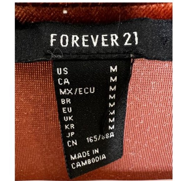 Forever 21 Womens Velvet V-Neck Cocktail Dress Long Sleeve Size M Brown - Picture 4 of 4